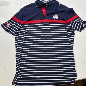 Ryder Cup 2018 Ralph Lauren Navy, White, and Red Striped Polo Shirt